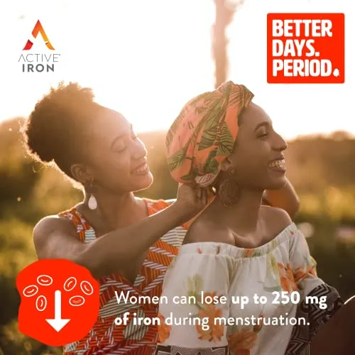 Active Iron High Potency Iron Supplement, 2X Better Absorption & Non-Constipating, Helps Support Energy, Iron Pills for Women & Men, 25mg (60 Capsules)