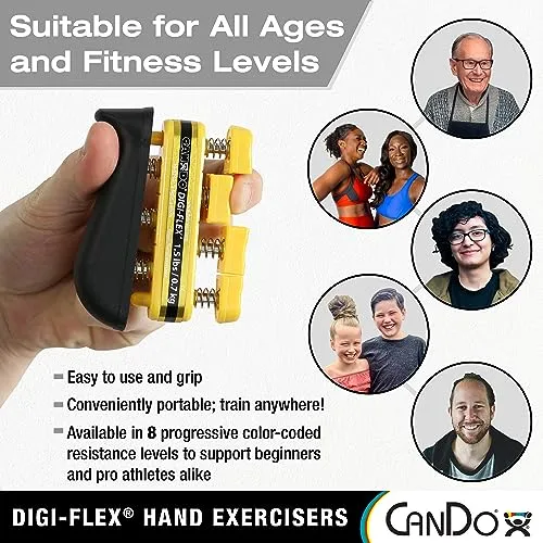 CanDo Digi-Flex Hand and Finger Exerciser Green - Medium Tension - For Dexterity, Strength, and Flexibility for Fingers, Hands, and Forearms