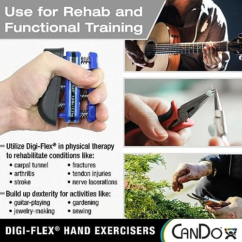CanDo Digi-Flex Hand and Finger Exerciser Green - Medium Tension - For Dexterity, Strength, and Flexibility for Fingers, Hands, and Forearms