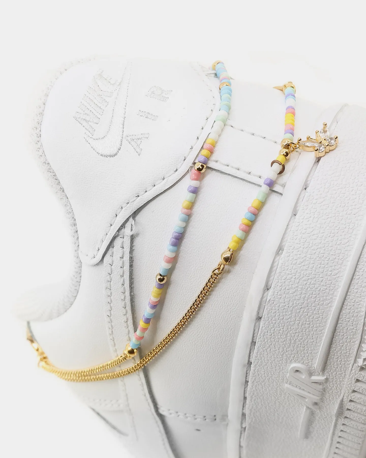 Raising Hell Women's Butterfly Beaded Shoe Chain Iced Gold